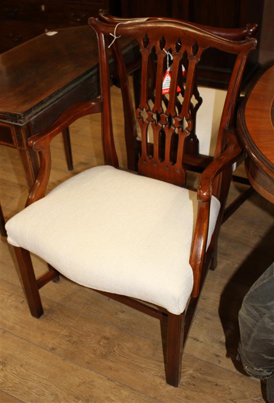 A set of ten Chippendale style mahogany dining chairs (two with arms)